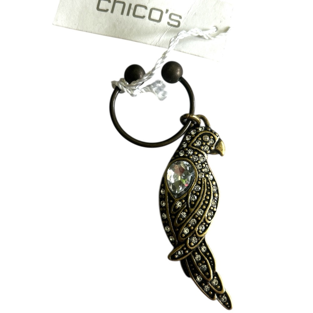 Chico's 2010 Bronze With Clear Gemstones Parrot Keychain